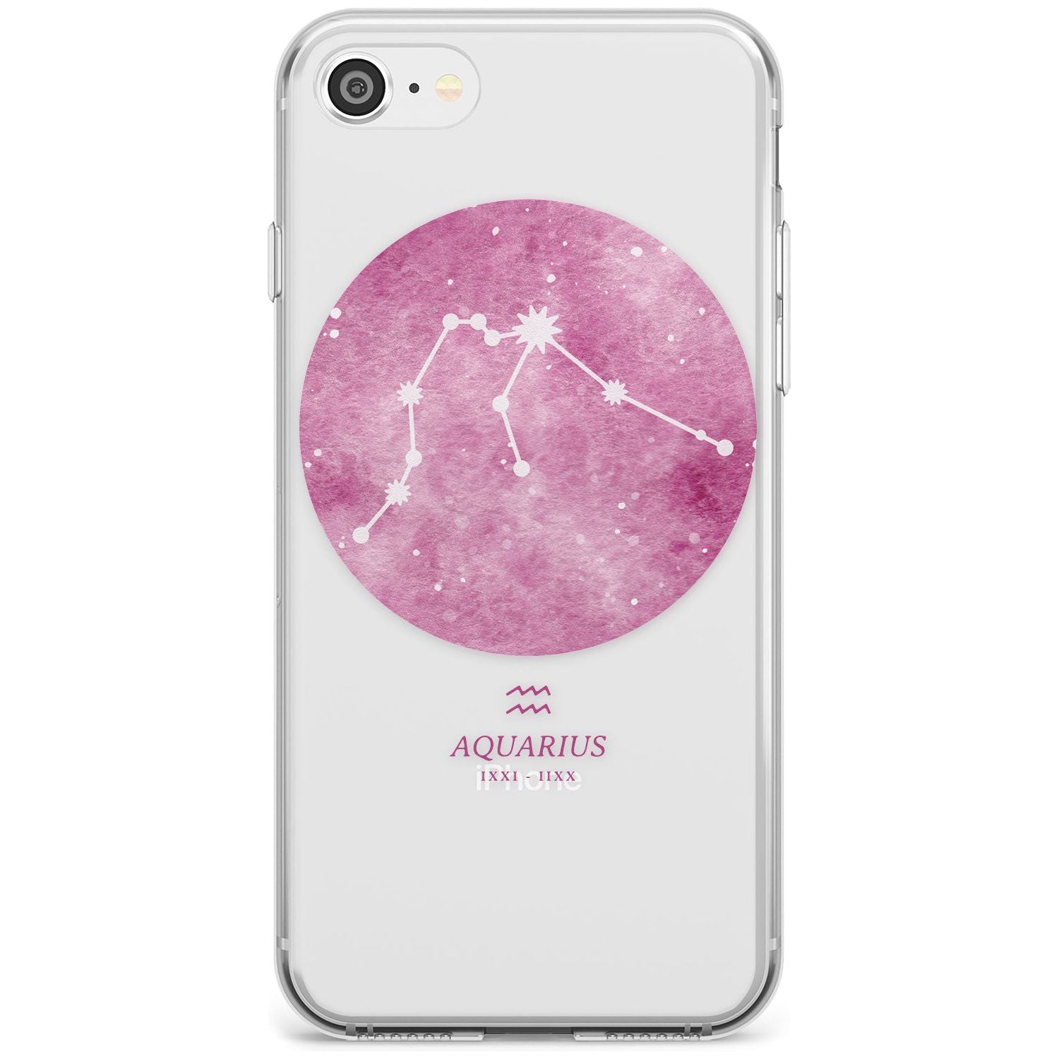 Aquarius Zodiac Transparent Design - Pink Slim TPU Phone Case for iPhone SE 8 7 Plus