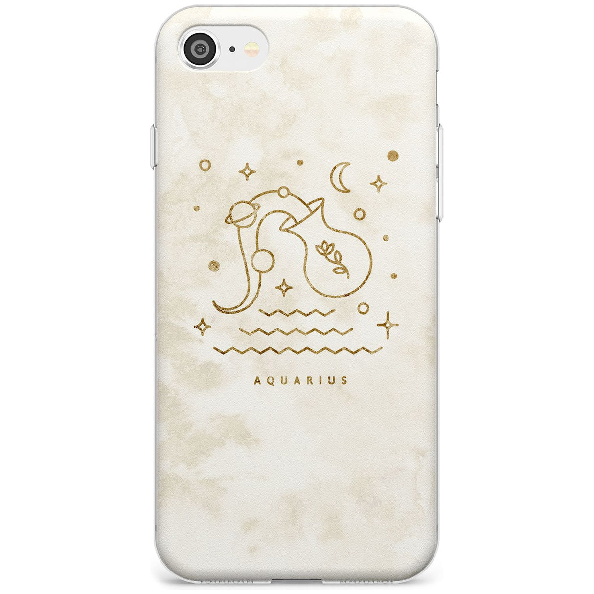 Aquarius Emblem - Solid Gold Marbled Design Slim TPU Phone Case for iPhone SE 8 7 Plus