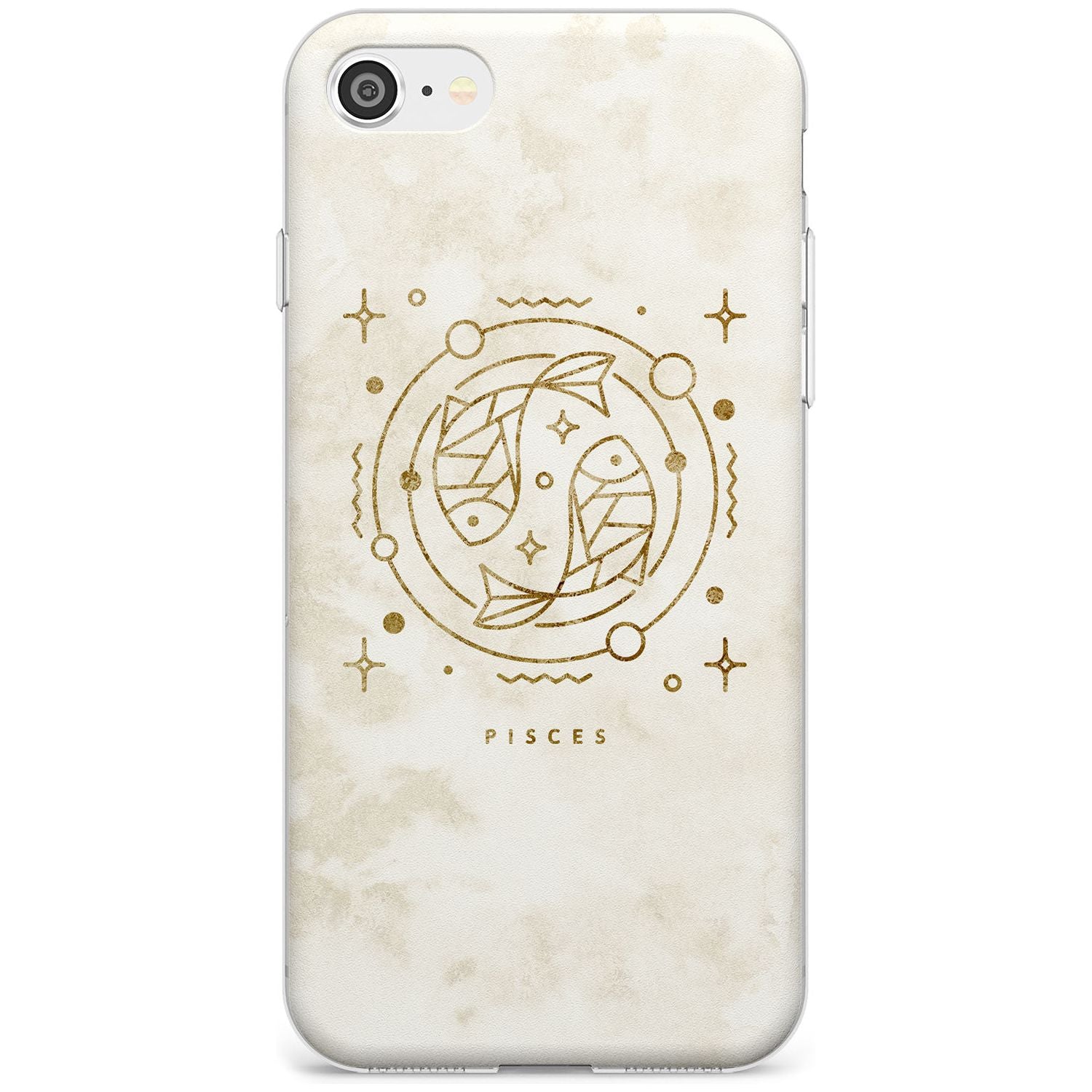 Pisces Emblem - Solid Gold Marbled Design Slim TPU Phone Case for iPhone SE 8 7 Plus