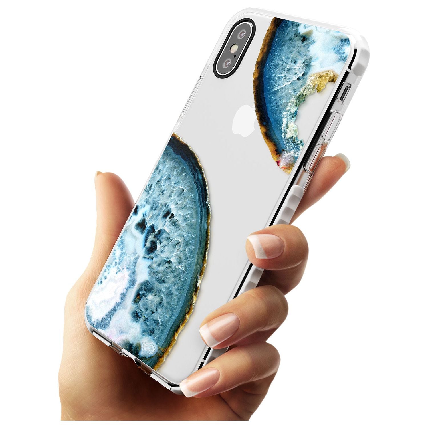 Blue, White & Yellow Agate Gemstone Impact Phone Case for iPhone X XS Max XR