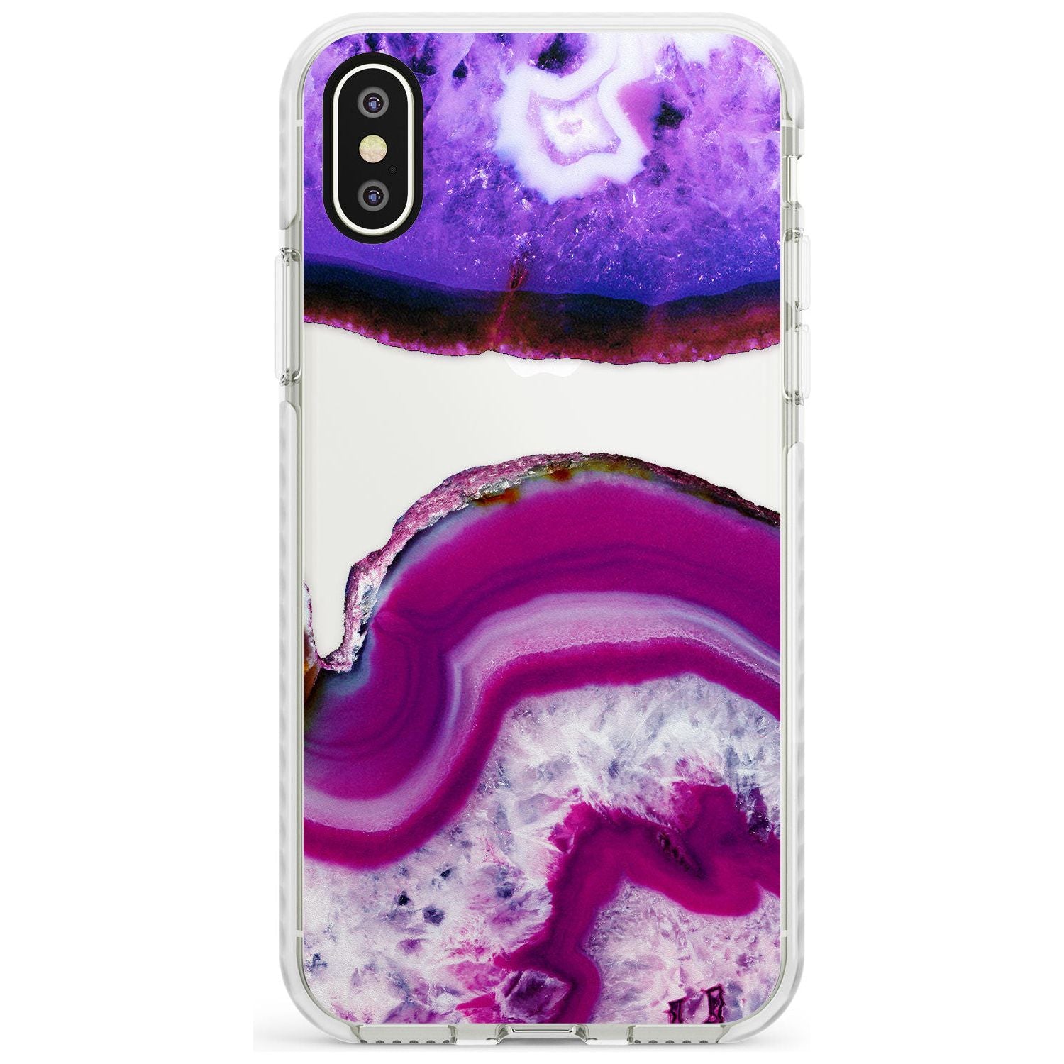 Purple & White Gemstone Crystal Clear Design Impact Phone Case for iPhone X XS Max XR