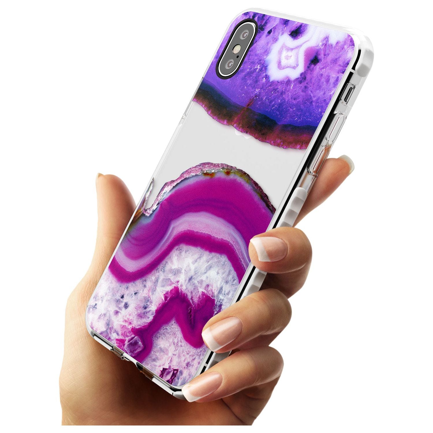 Purple & White Gemstone Crystal Clear Design Impact Phone Case for iPhone X XS Max XR