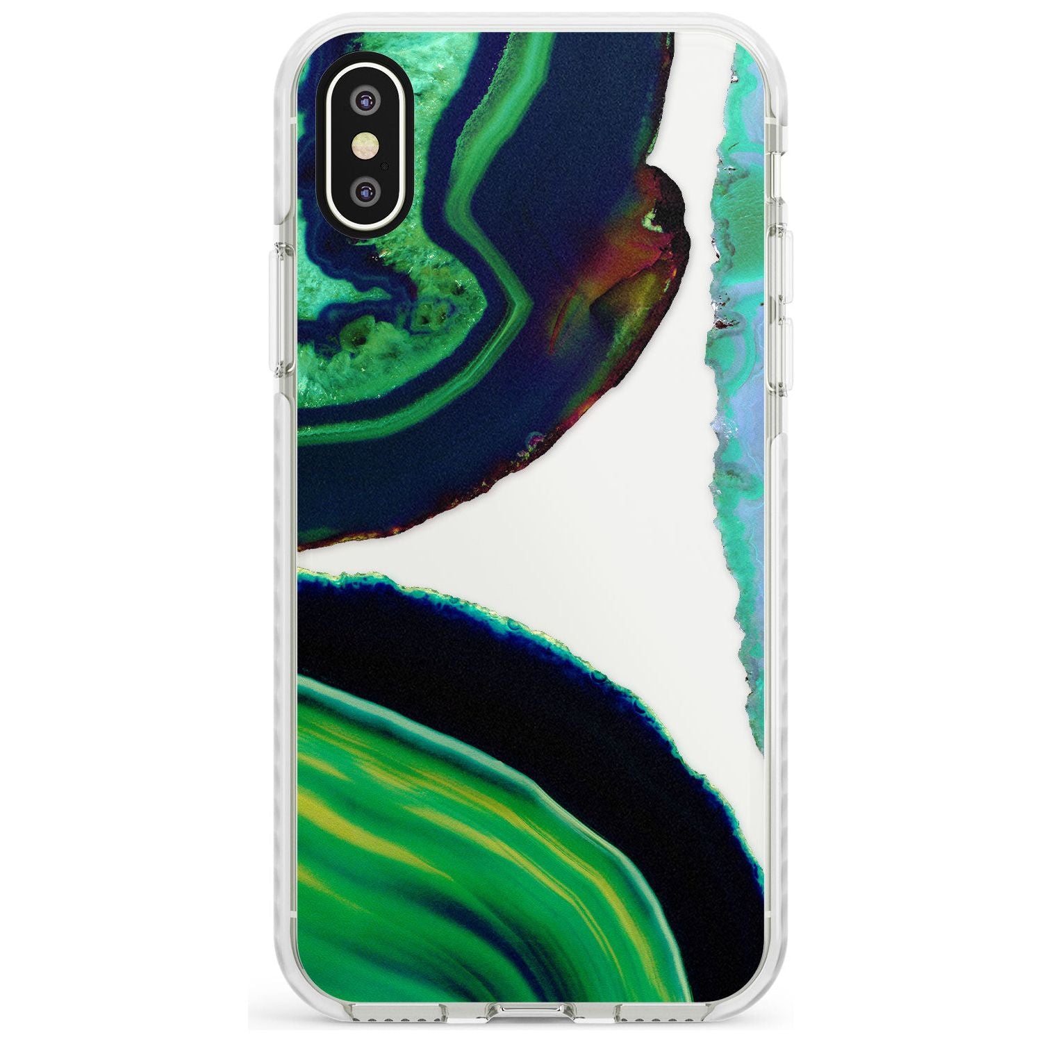 Green & Navy Gemstone Crystal Clear Design Impact Phone Case for iPhone X XS Max XR