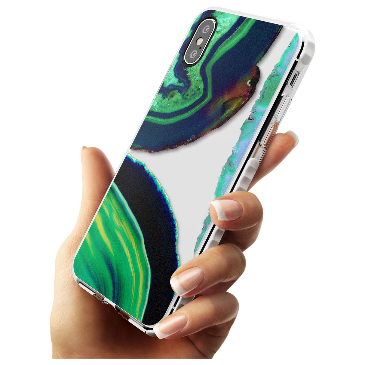 Green & Navy Gemstone Crystal Clear Design Impact Phone Case for iPhone X XS Max XR