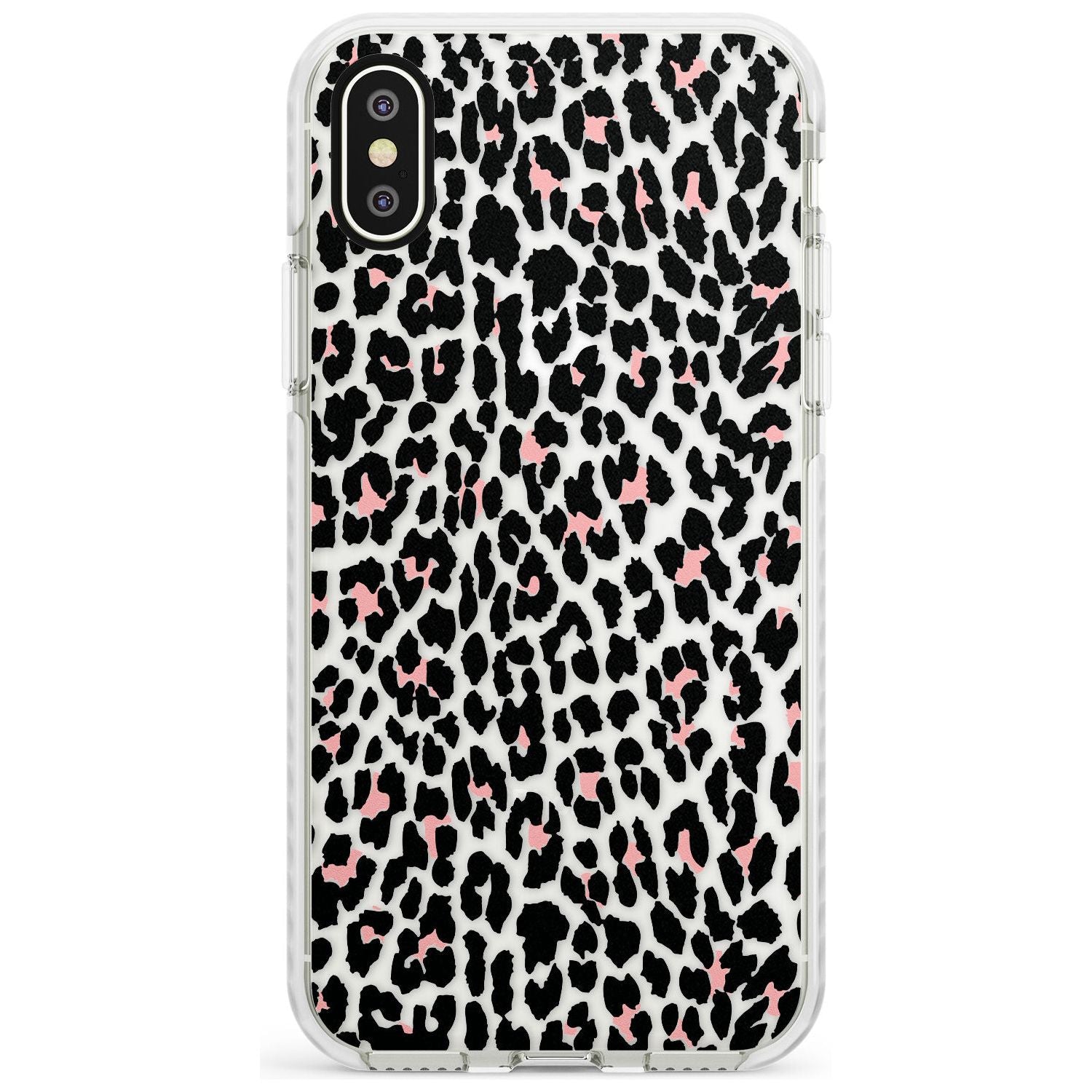 Light Pink Leopard Print - Transparent Impact Phone Case for iPhone X XS Max XR