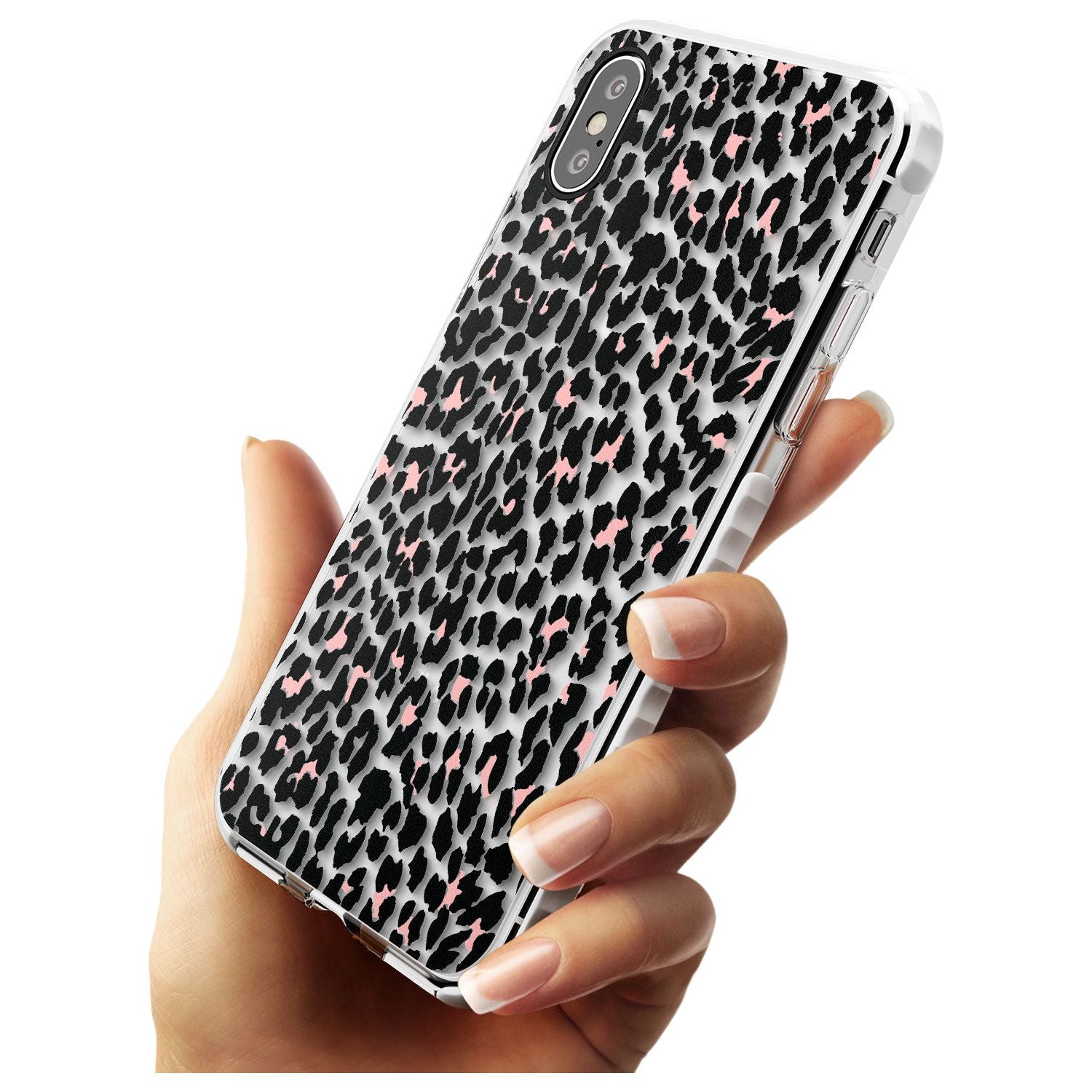 Light Pink Leopard Print - Transparent Impact Phone Case for iPhone X XS Max XR