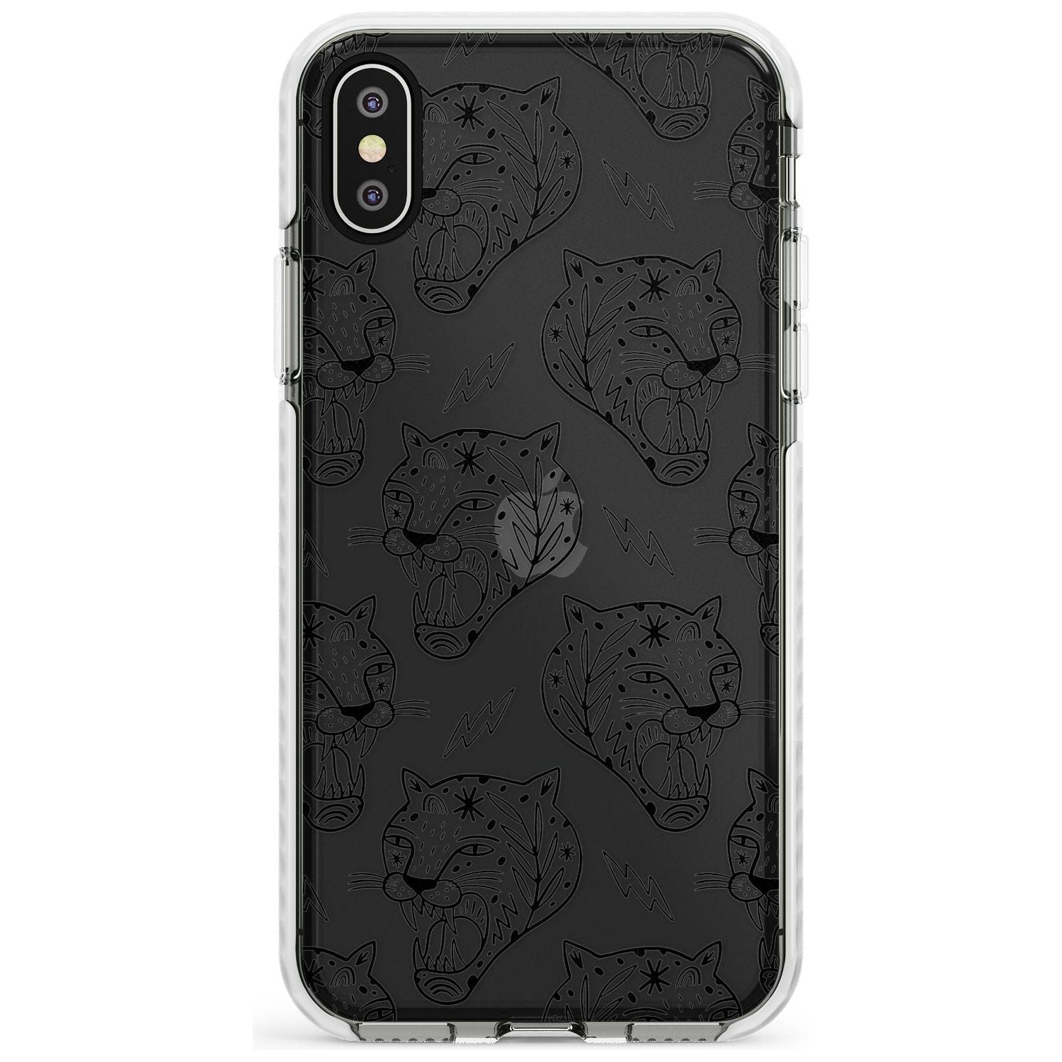 Black Tiger Roar Pattern Impact Phone Case for iPhone X XS Max XR