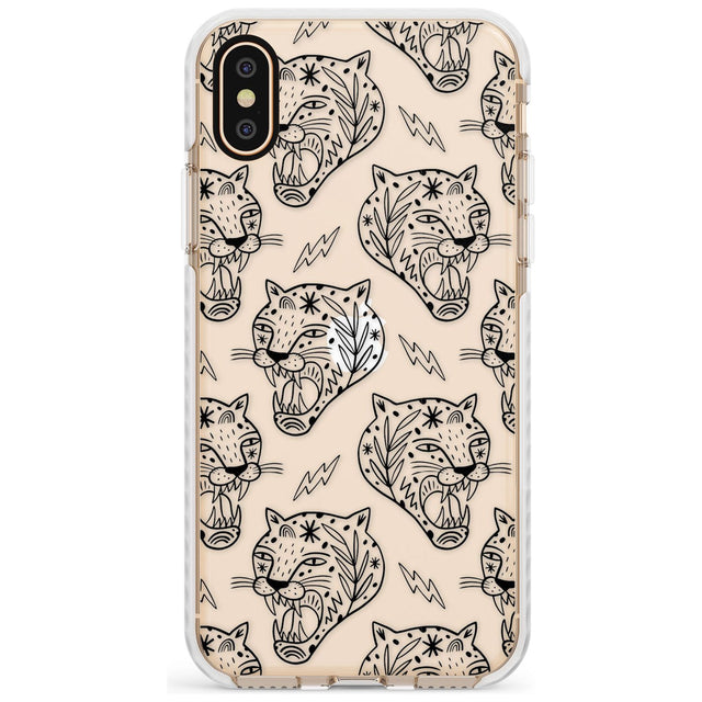 Black Tiger Roar Pattern Impact Phone Case for iPhone X XS Max XR