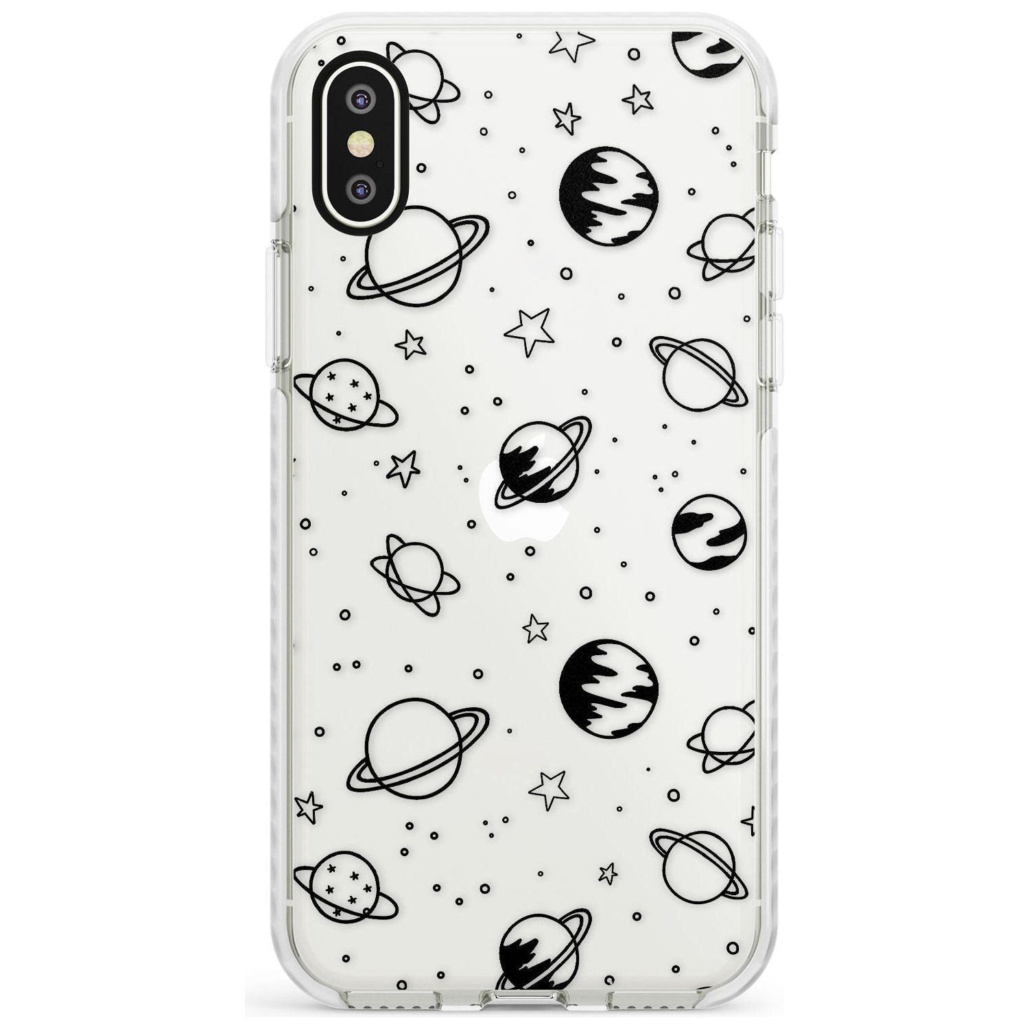 Outer Space Outlines: Black on Clear Slim TPU Phone Case Warehouse X XS Max XR