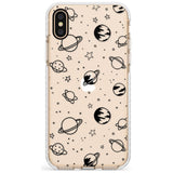 Outer Space Outlines: Black on Clear Slim TPU Phone Case Warehouse X XS Max XR