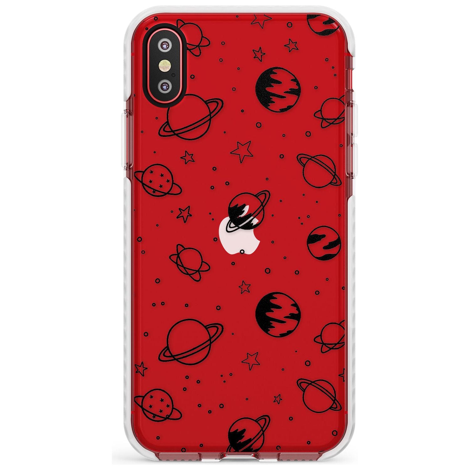 Outer Space Outlines: Black on Clear Slim TPU Phone Case Warehouse X XS Max XR