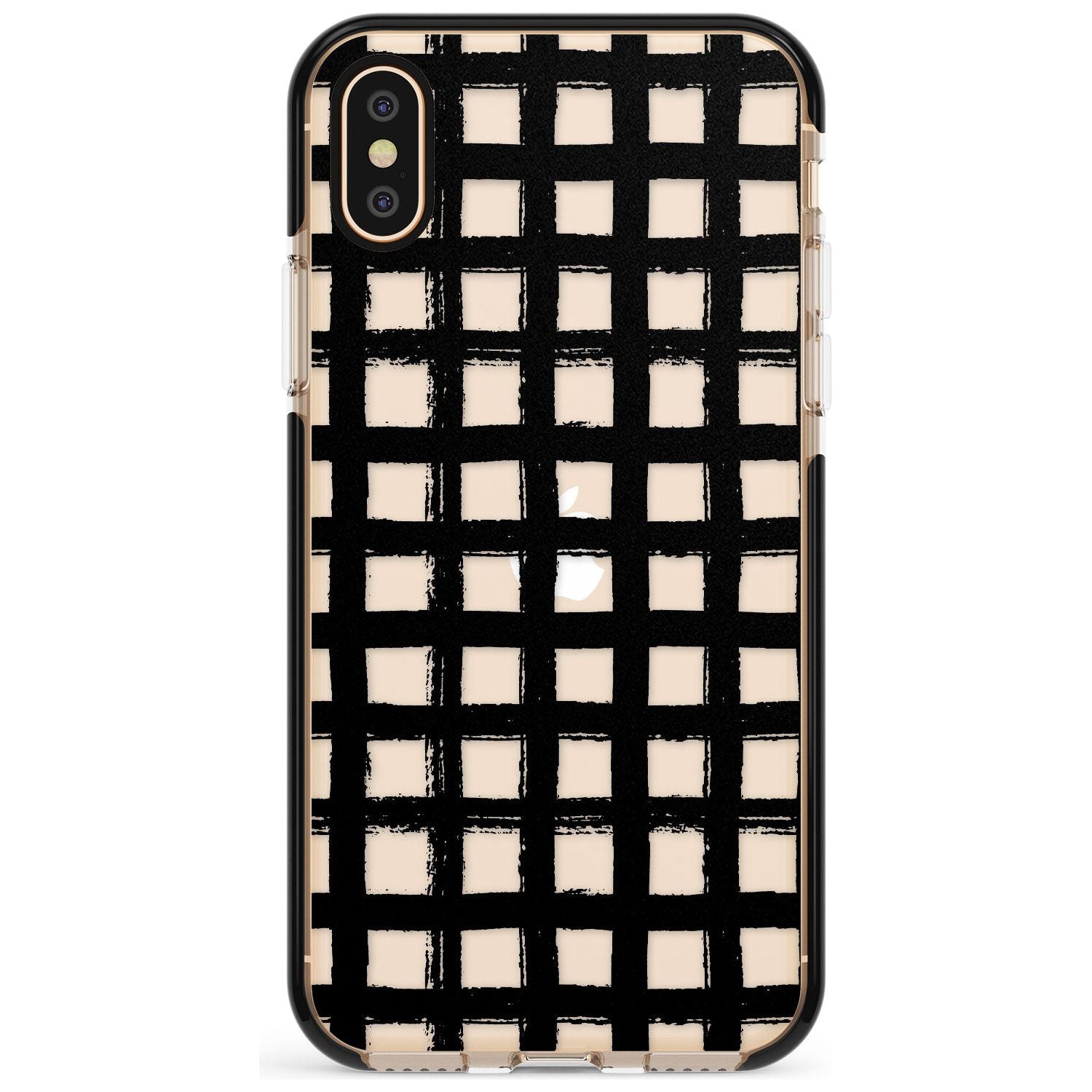 Messy Black Grid - Clear Pink Fade Impact Phone Case for iPhone X XS Max XR