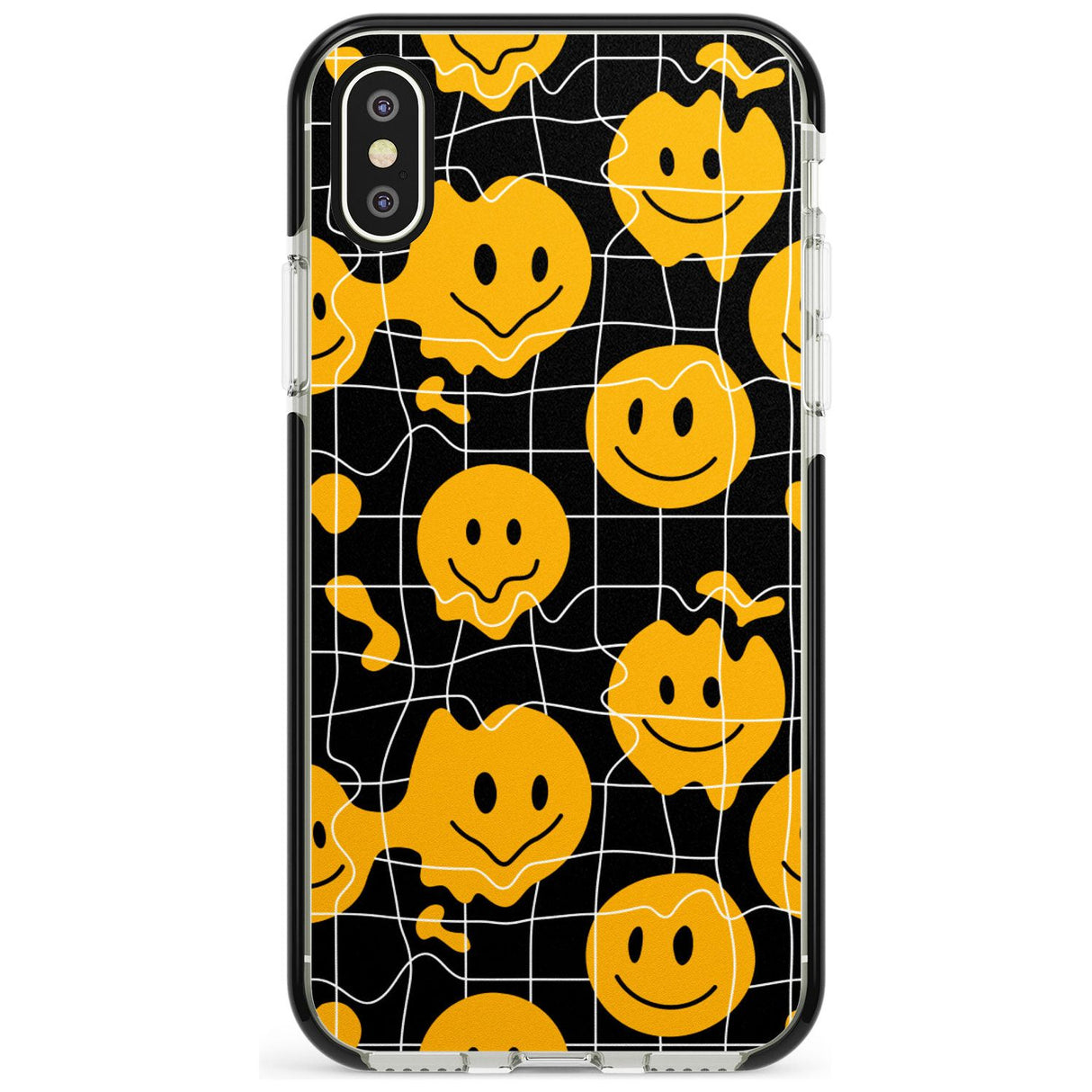 Acid Face Grid Pattern Black Impact Phone Case for iPhone X XS Max XR