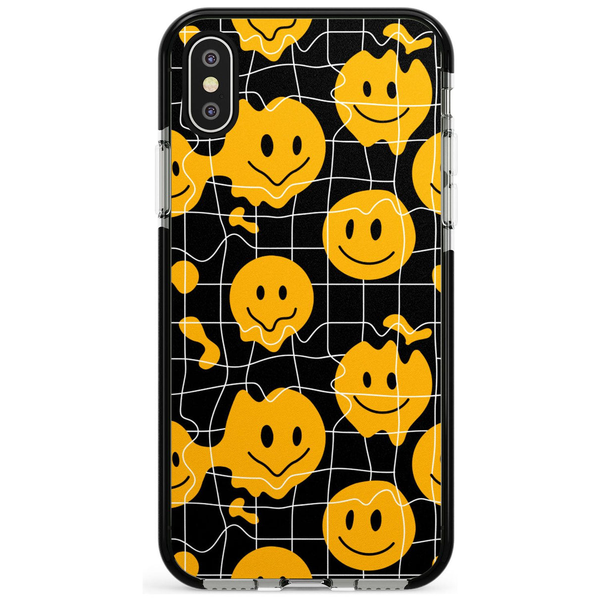 Acid Face Grid Pattern Black Impact Phone Case for iPhone X XS Max XR