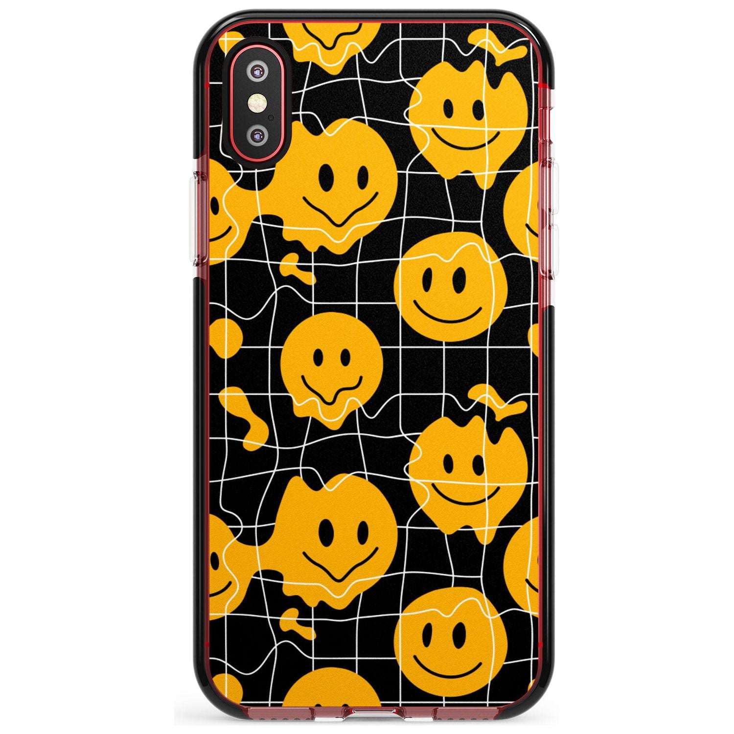 Acid Face Grid Pattern Black Impact Phone Case for iPhone X XS Max XR