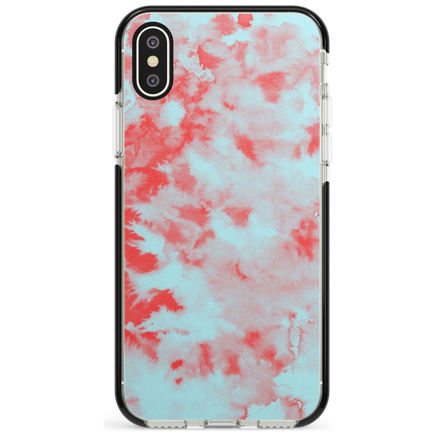 Red & Blue Acid Wash Tie-Dye Pattern Black Impact Phone Case for iPhone X XS Max XR