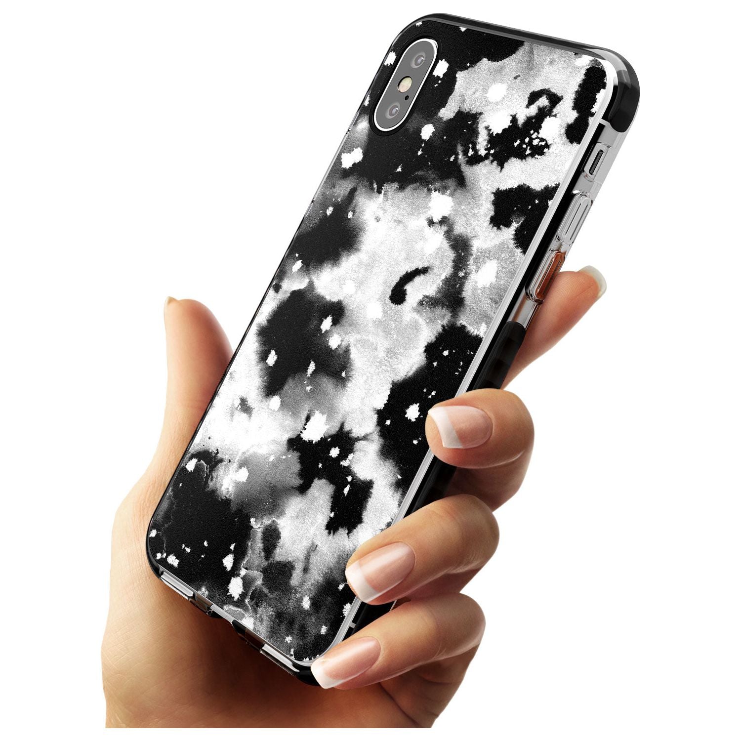 Black & White Acid Wash Tie-Dye Pattern Black Impact Phone Case for iPhone X XS Max XR