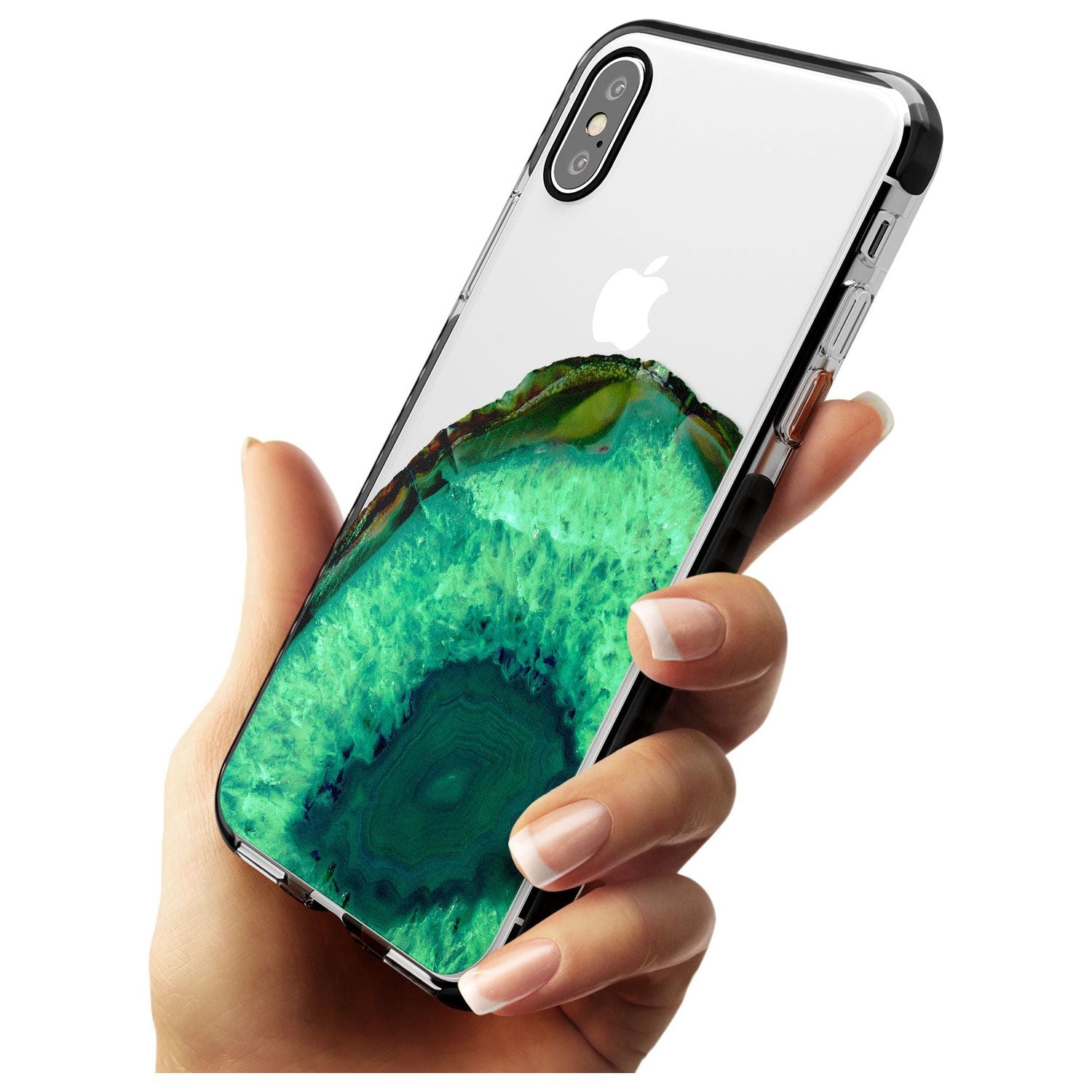 Emerald Green Gemstone Crystal Clear Design Black Impact Phone Case for iPhone X XS Max XR