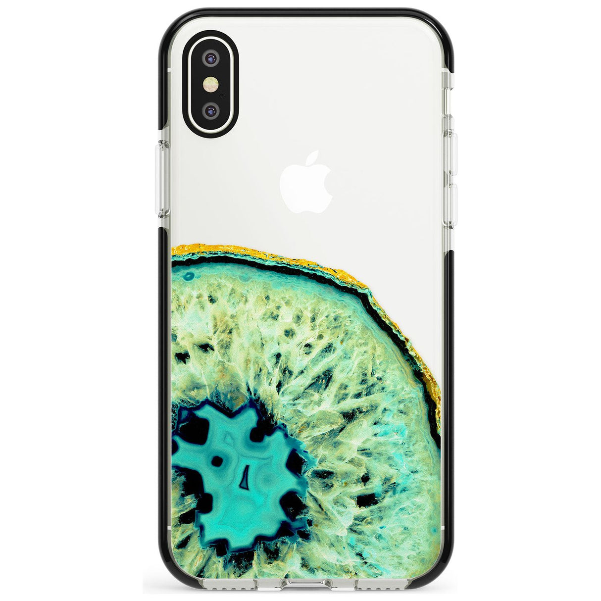 Turquoise & Green Gemstone Crystal Clear Design Black Impact Phone Case for iPhone X XS Max XR