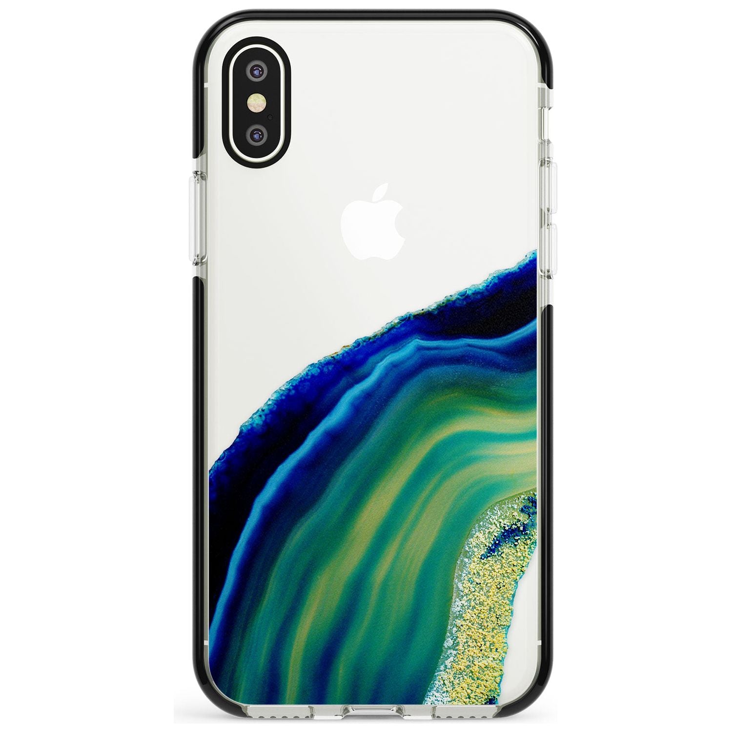 Green & Blue Gemstone Crystal Black Impact Phone Case for iPhone X XS Max XR
