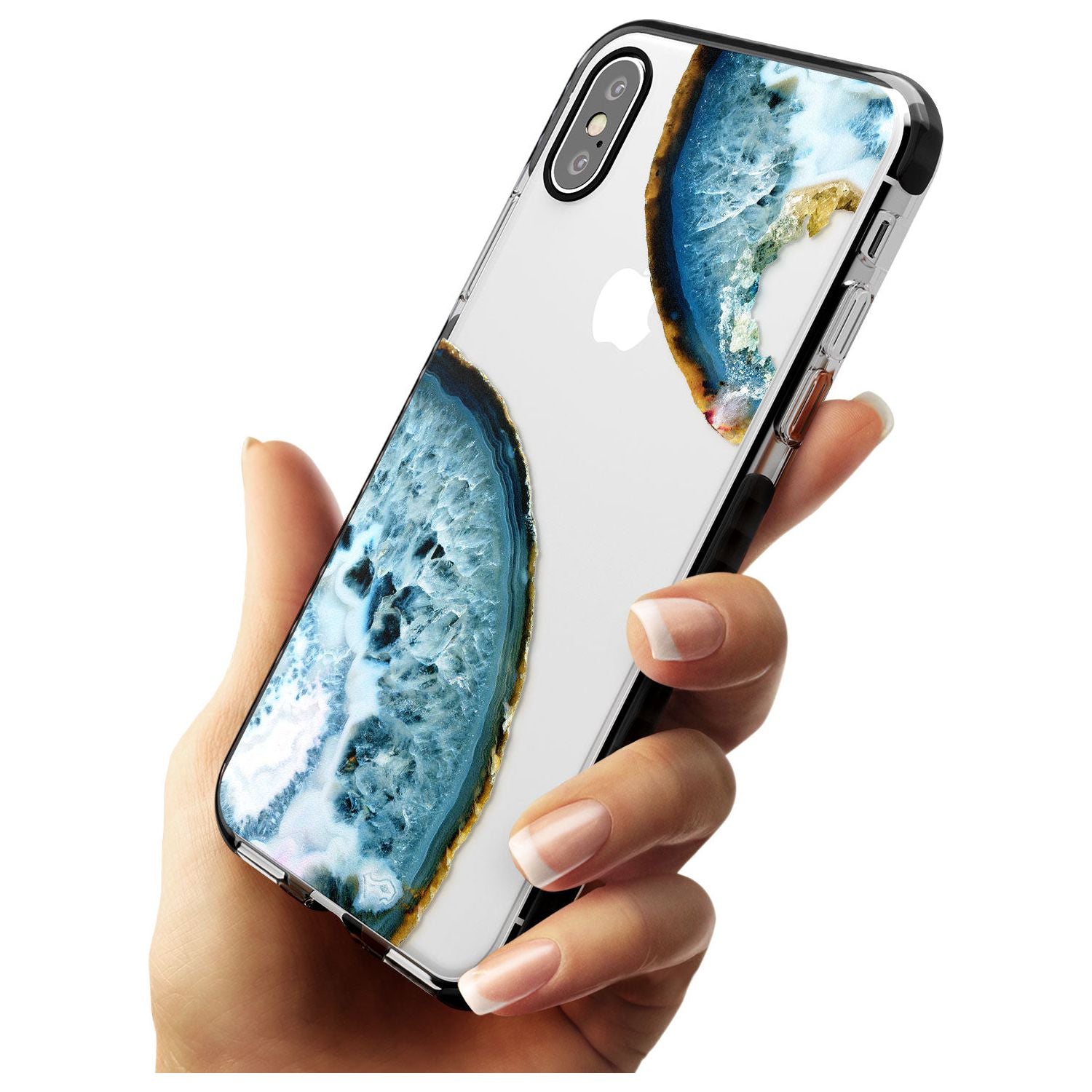 Blue, White & Yellow Agate Gemstone Black Impact Phone Case for iPhone X XS Max XR