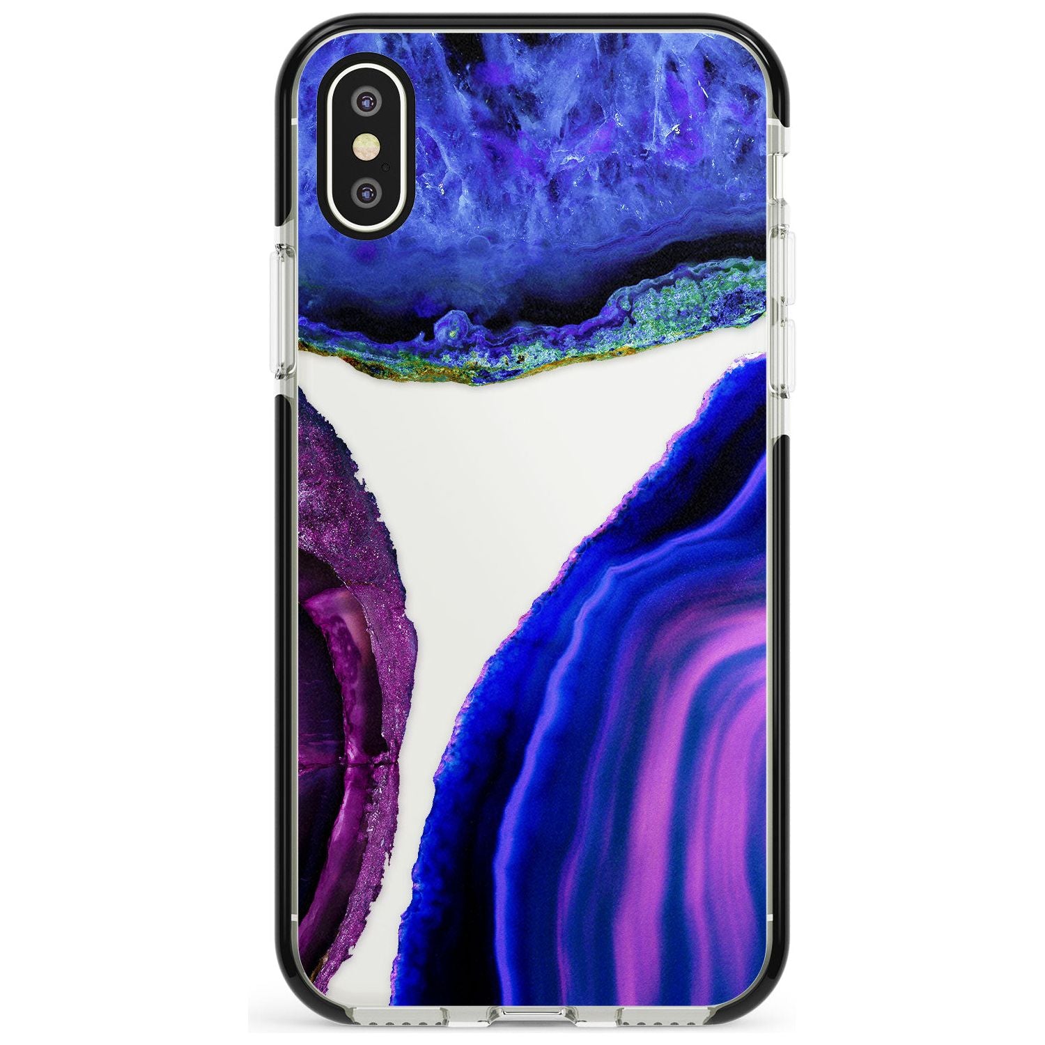 Purple & Blue Agate Gemstone Clear Design Black Impact Phone Case for iPhone X XS Max XR
