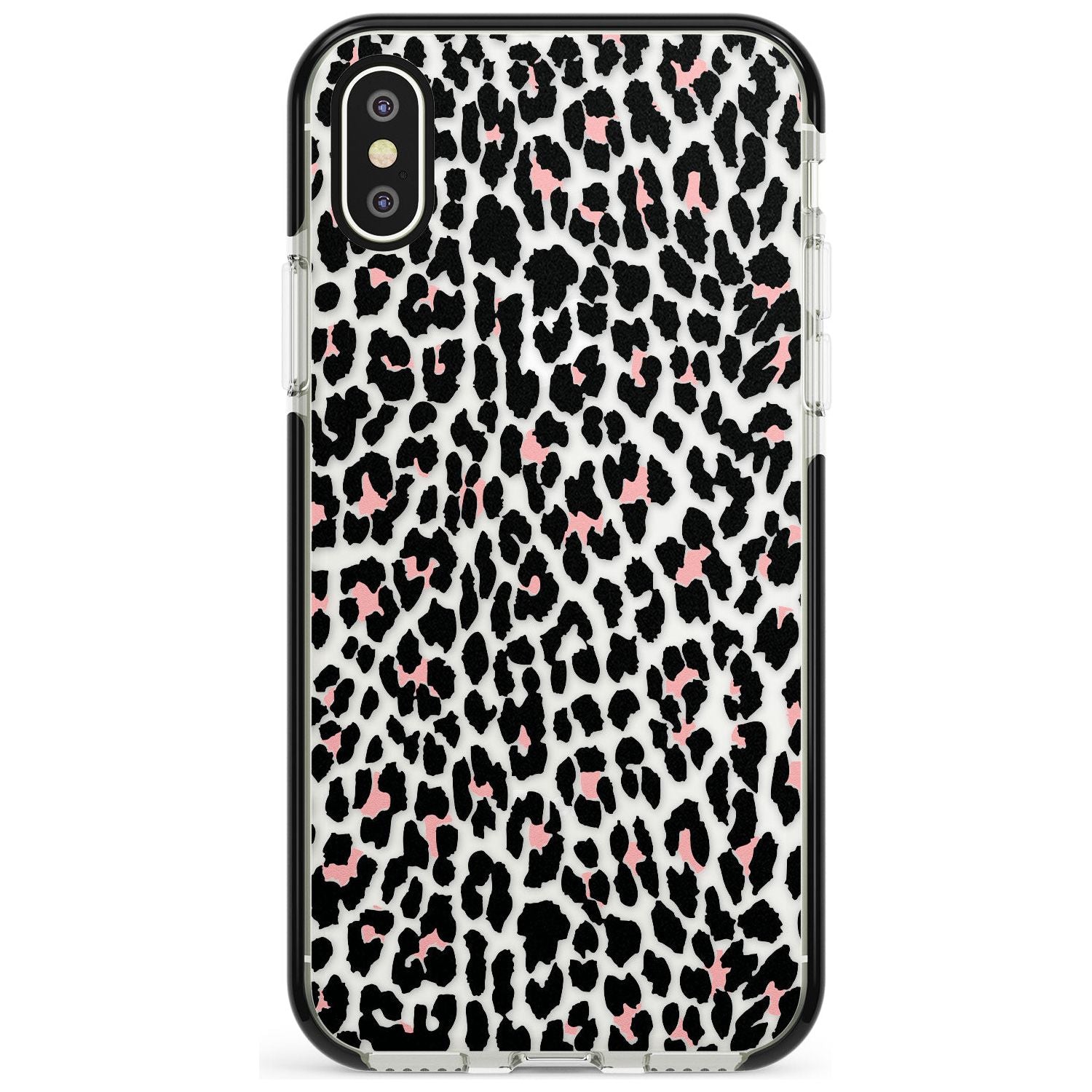 Light Pink Leopard Print - Transparent Black Impact Phone Case for iPhone X XS Max XR