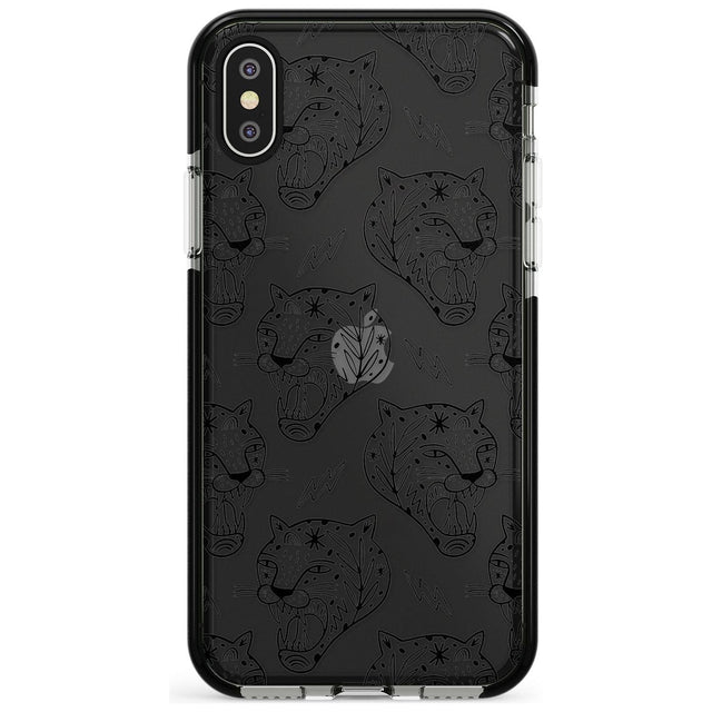 Black Tiger Roar Pattern Black Impact Phone Case for iPhone X XS Max XR