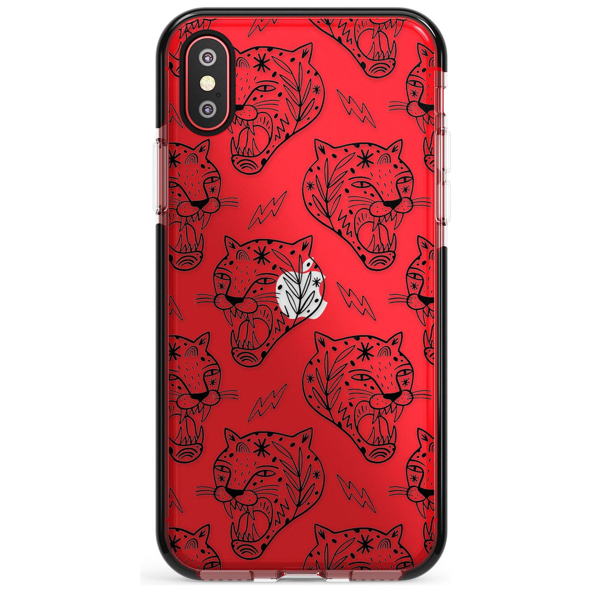 Black Tiger Roar Pattern Black Impact Phone Case for iPhone X XS Max XR