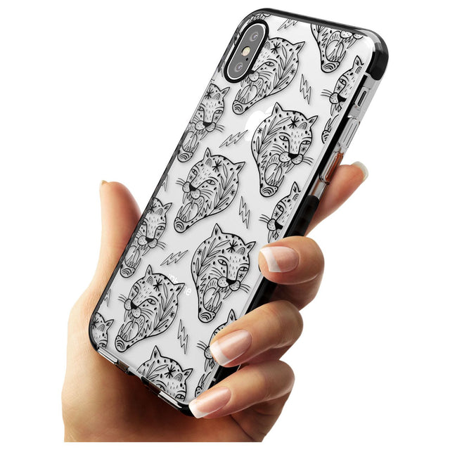 Black Tiger Roar Pattern Black Impact Phone Case for iPhone X XS Max XR