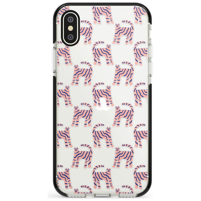 Pink and Blue Cat Pattern Black Impact Phone Case for iPhone X XS Max XR
