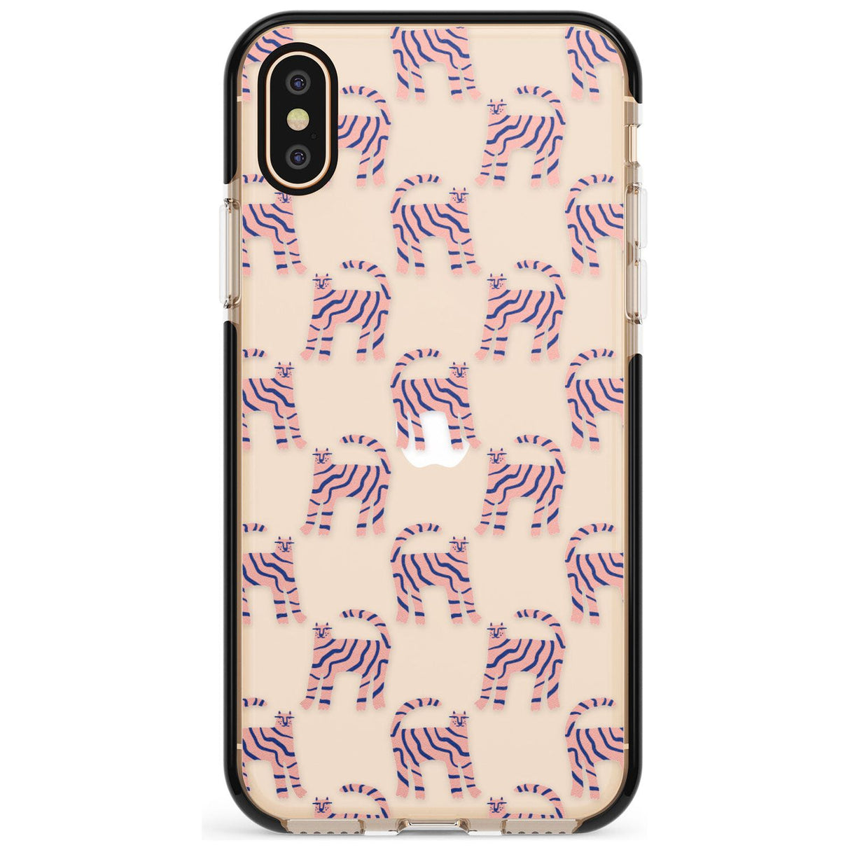 Pink and Blue Cat Pattern Black Impact Phone Case for iPhone X XS Max XR