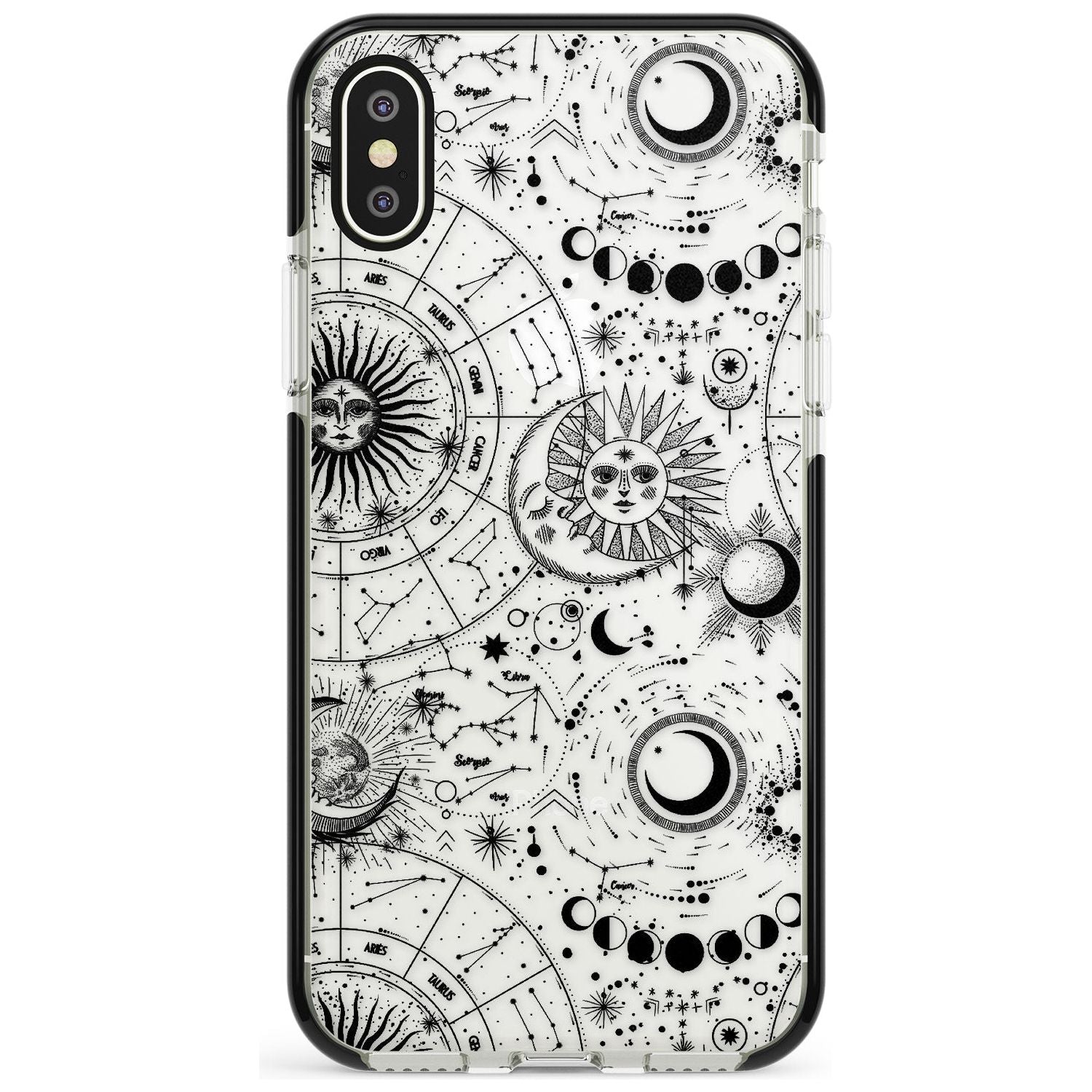Suns, Moons, Zodiac Signs Astrological Black Impact Phone Case for iPhone X XS Max XR