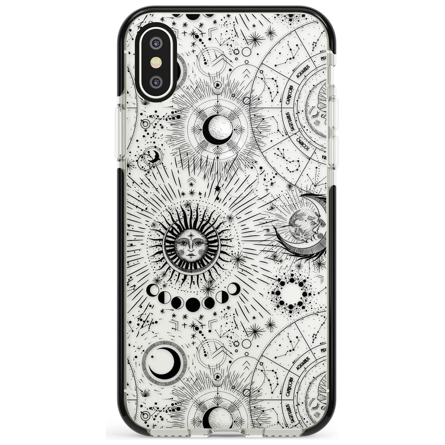 Transparent Suns & Zodiac Charts iPhone Case  Black Impact Phone Case - Case Warehouse