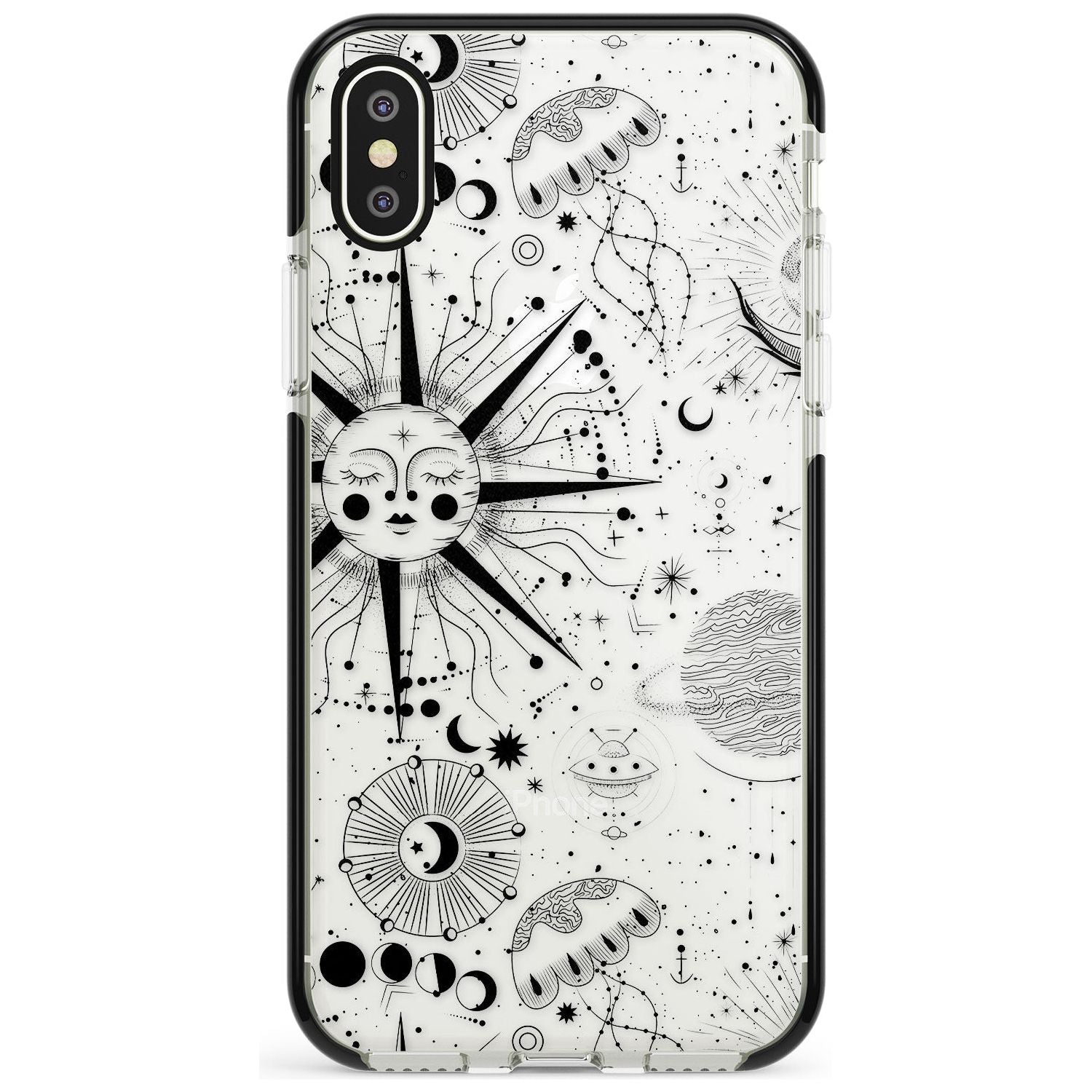 Large Sun Vintage Astrological Black Impact Phone Case for iPhone X XS Max XR