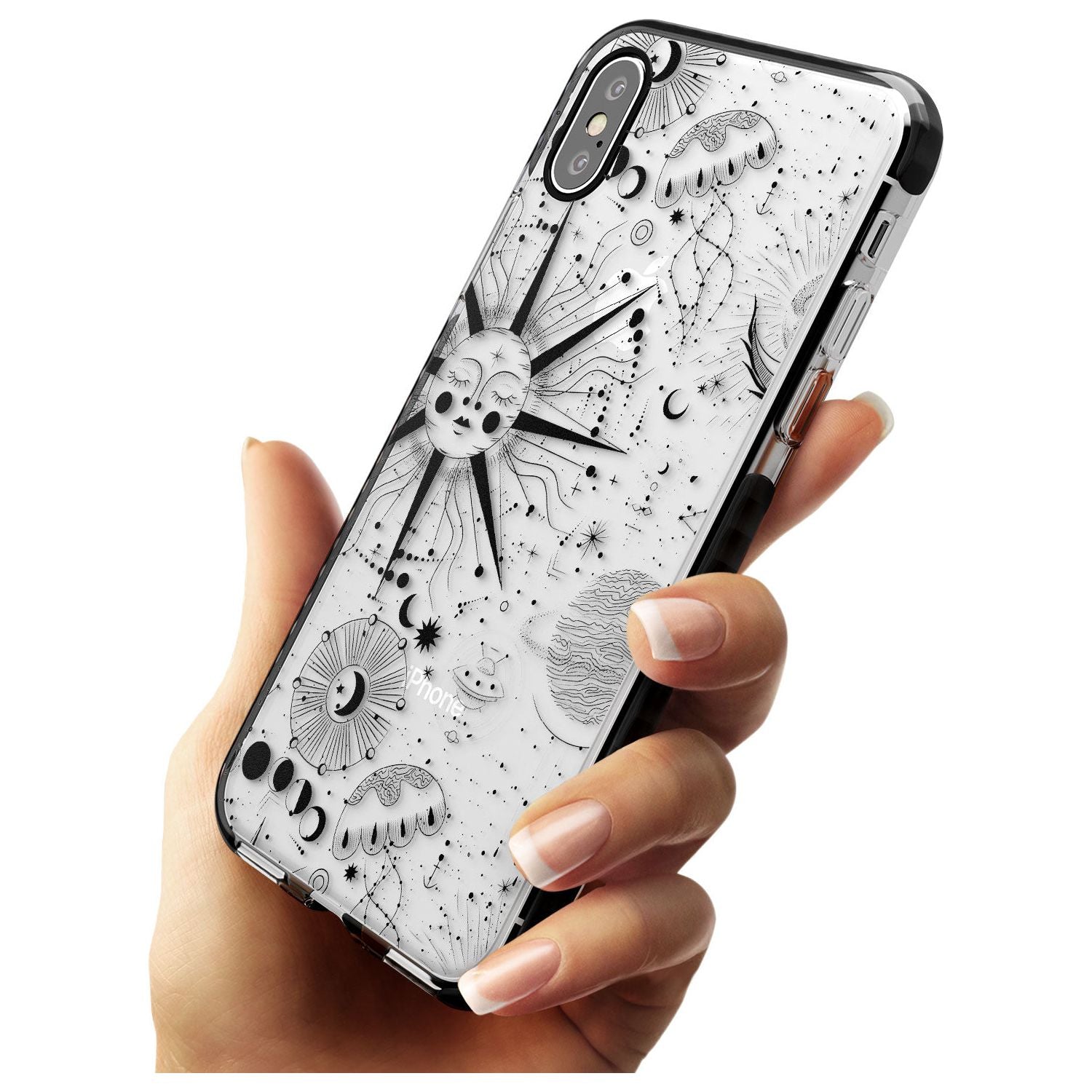 Large Sun Vintage Astrological Black Impact Phone Case for iPhone X XS Max XR