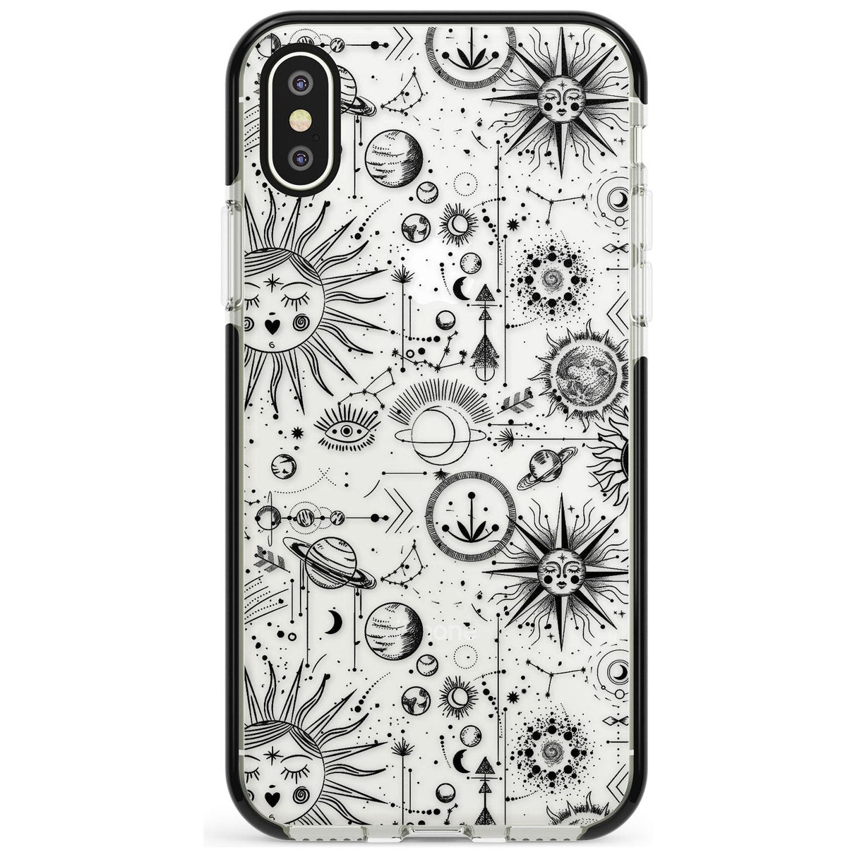 Suns & Planets Vintage Astrological Black Impact Phone Case for iPhone X XS Max XR