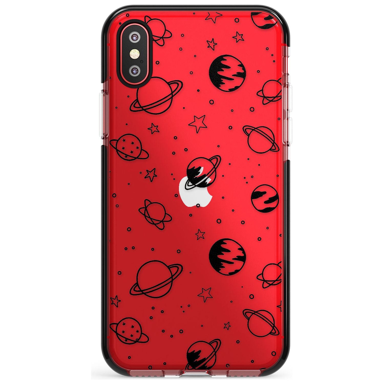 Outer Space Outlines: Black on Clear Pink Fade Impact Phone Case for iPhone X XS Max XR