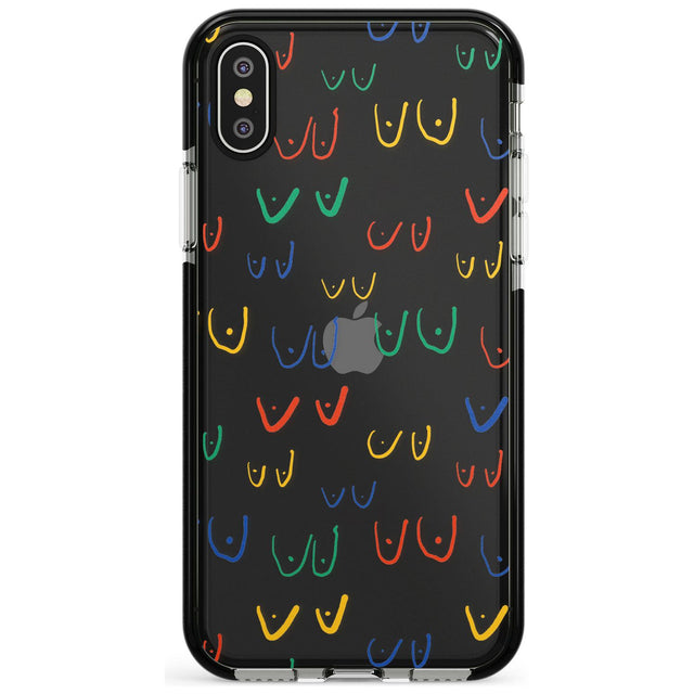 Boob Pattern (Mixed Colours) Pink Fade Impact Phone Case for iPhone X XS Max XR