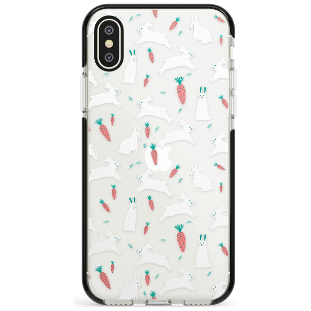 White Bunnies and Carrots Black Impact Phone Case for iPhone X XS Max XR