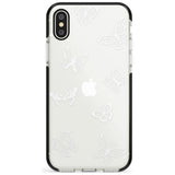 White Butterfly Line Pattern Black Impact Phone Case for iPhone X XS Max XR