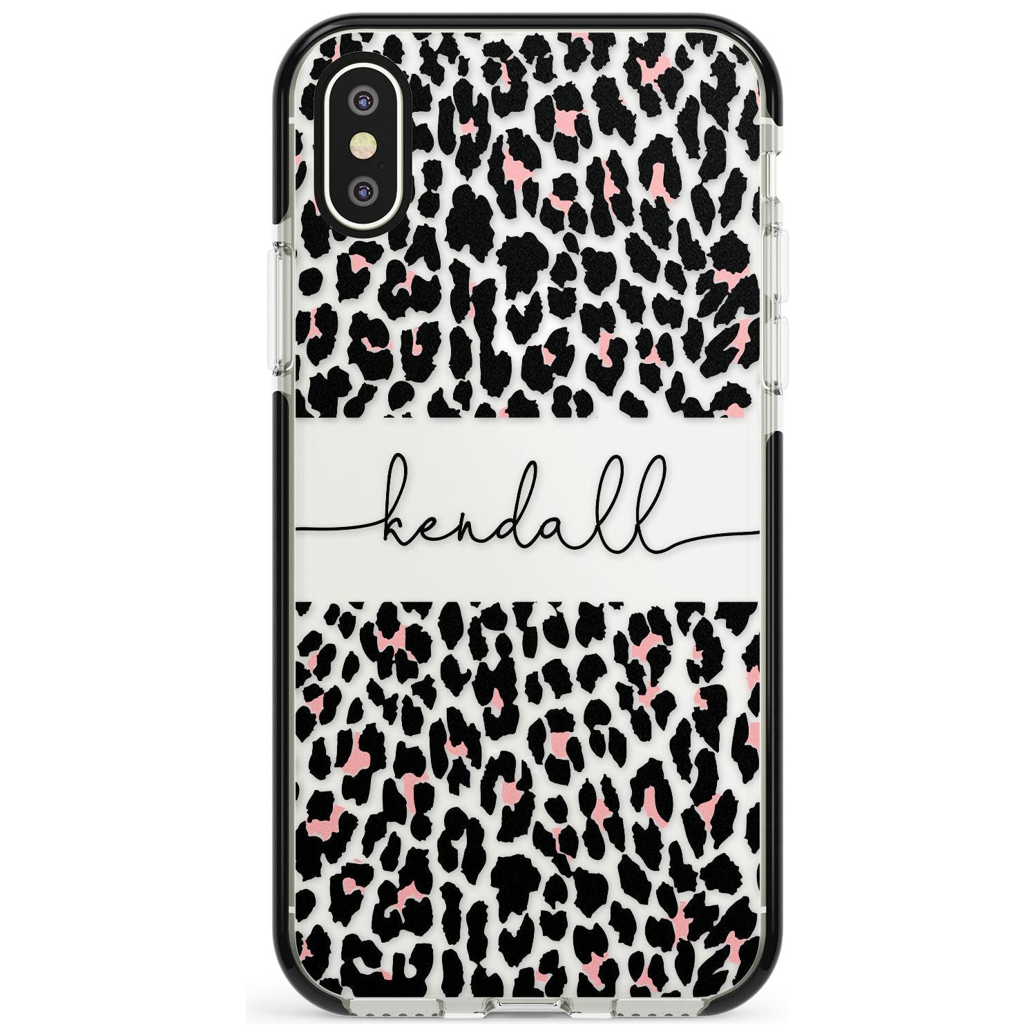 Custom Pink & Cursive Leopard Spots iPhone Case  Black Impact Custom Phone Case - Case Warehouse