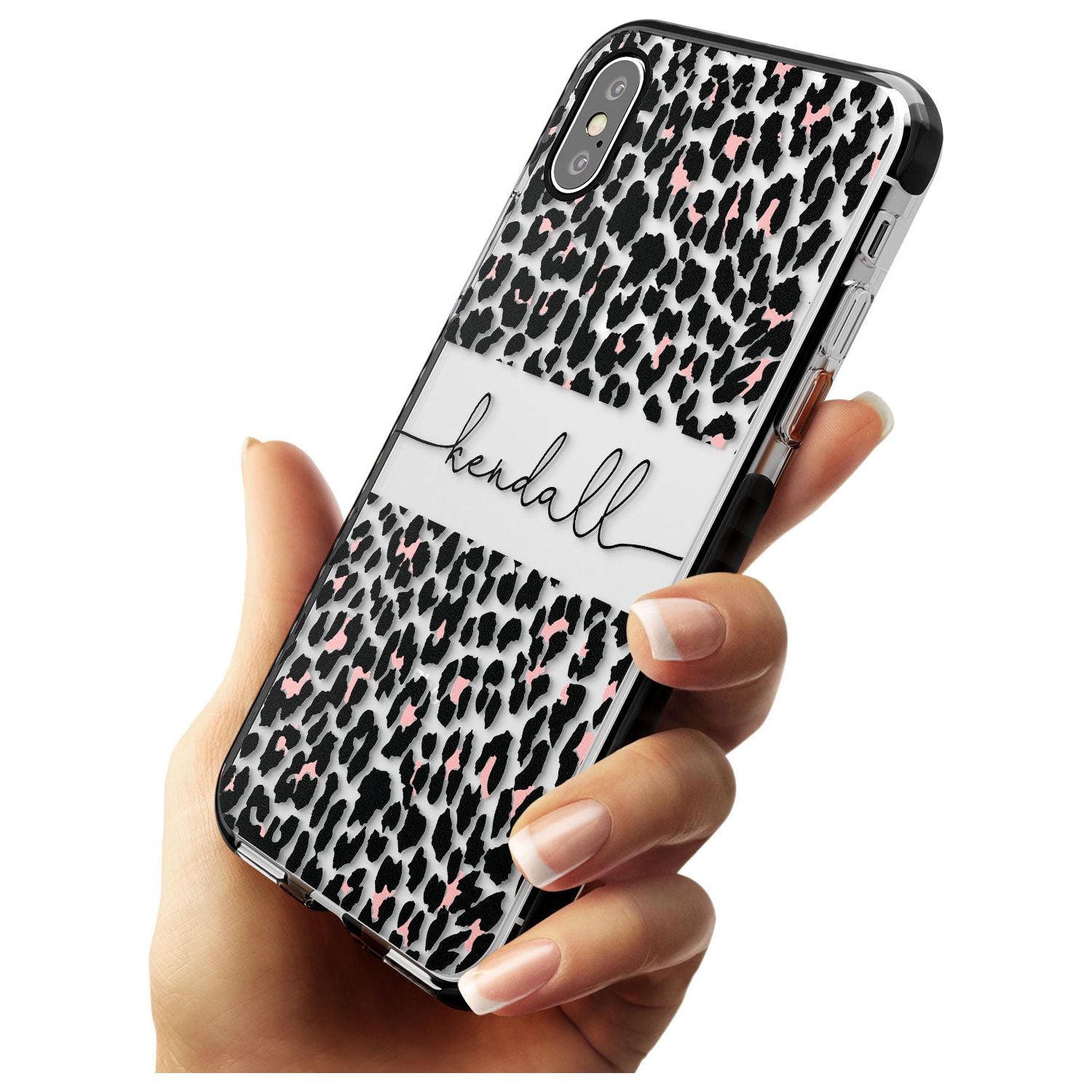 Custom Pink & Cursive Leopard Spots iPhone Case   Custom Phone Case - Case Warehouse