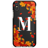 Personalised Monogram Autumn Leaves Black Impact Phone Case for iPhone X XS Max XR