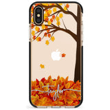 Personalised Autumn Leaves Black Impact Phone Case for iPhone X XS Max XR