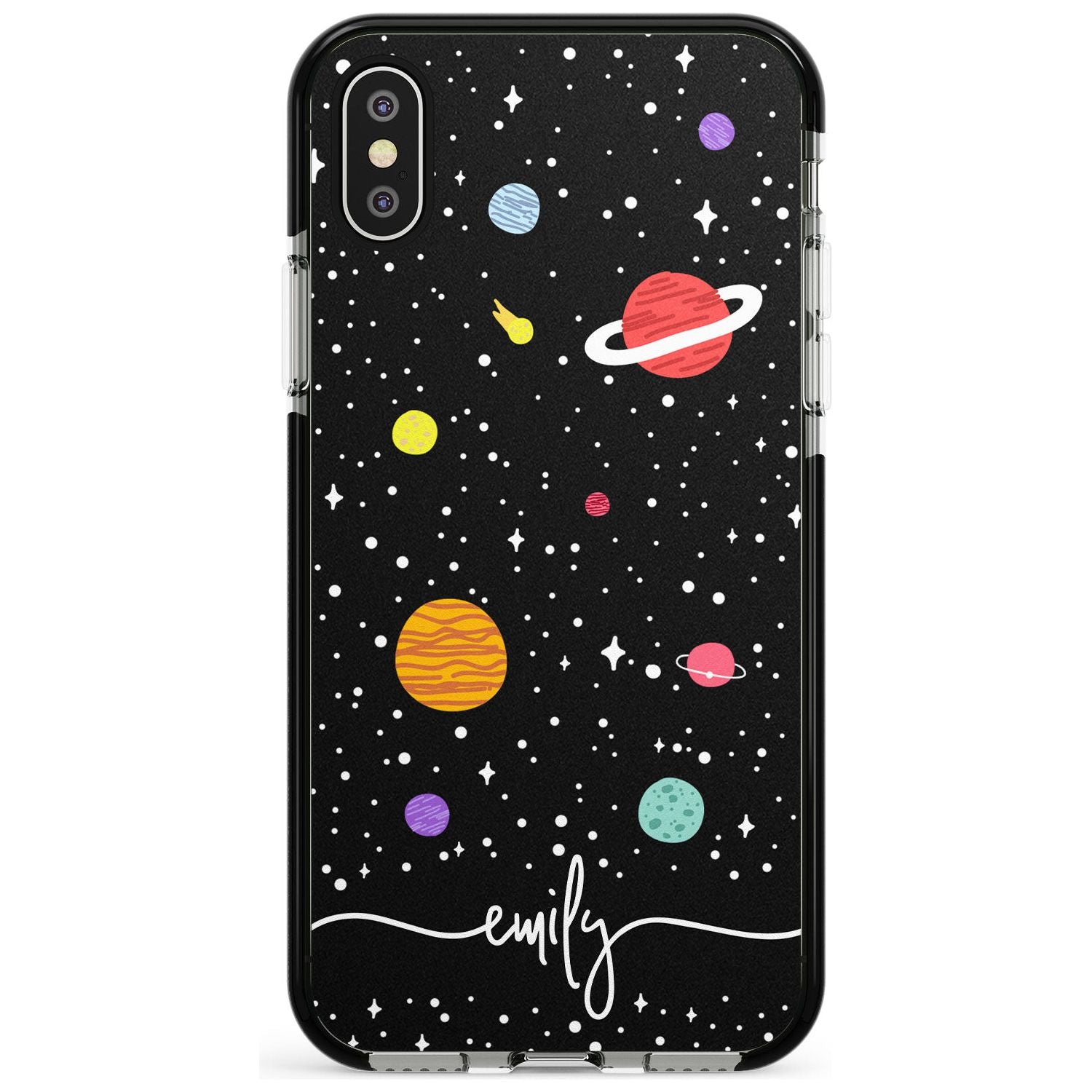 Custom Cute Cartoon Planets Pink Fade Impact Phone Case for iPhone X XS Max XR