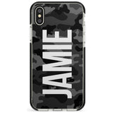 Vertical Name Personalised Black Camouflage Black Impact Phone Case for iPhone X XS Max XR