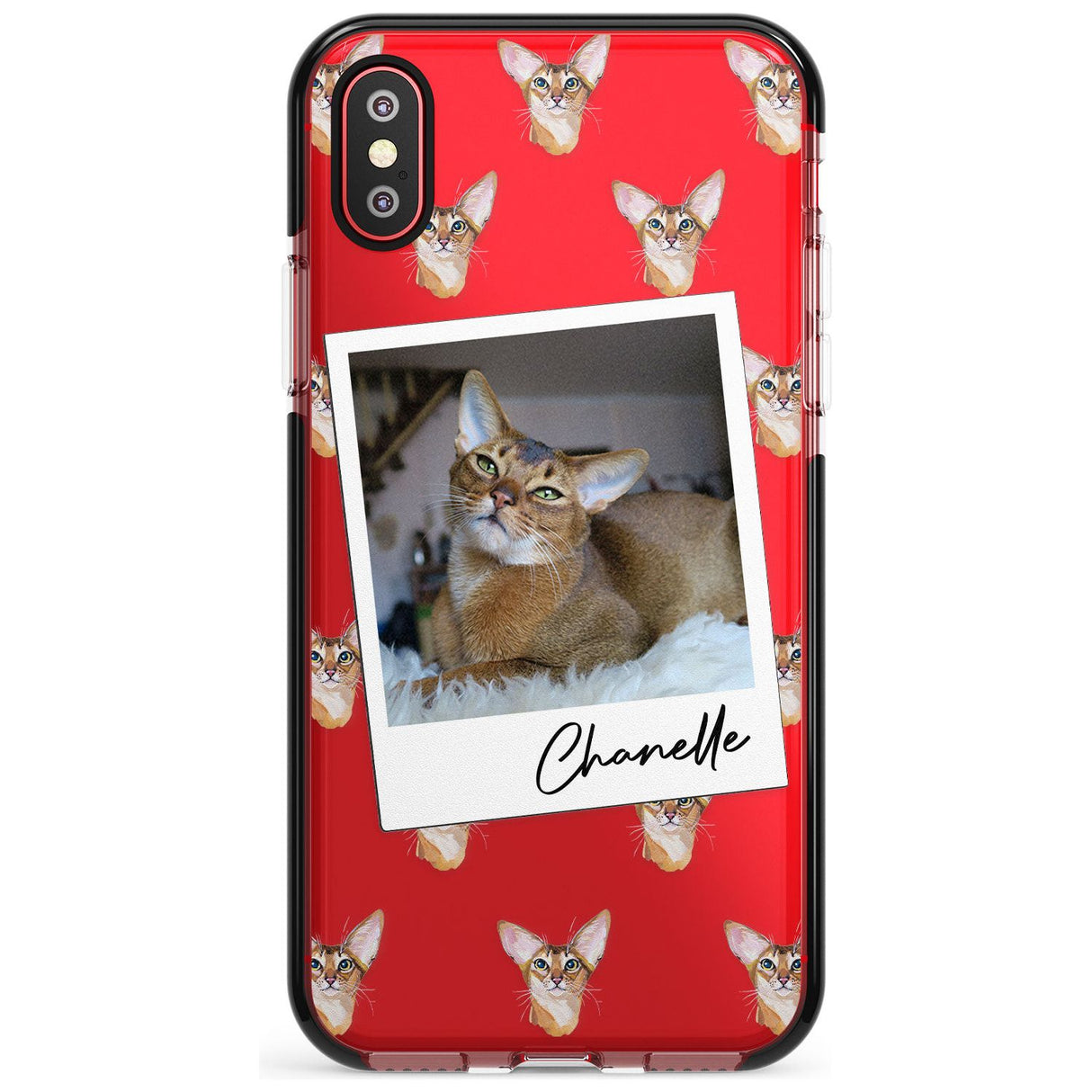 Personalised Abyssinian Cat Photo Black Impact Phone Case for iPhone X XS Max XR