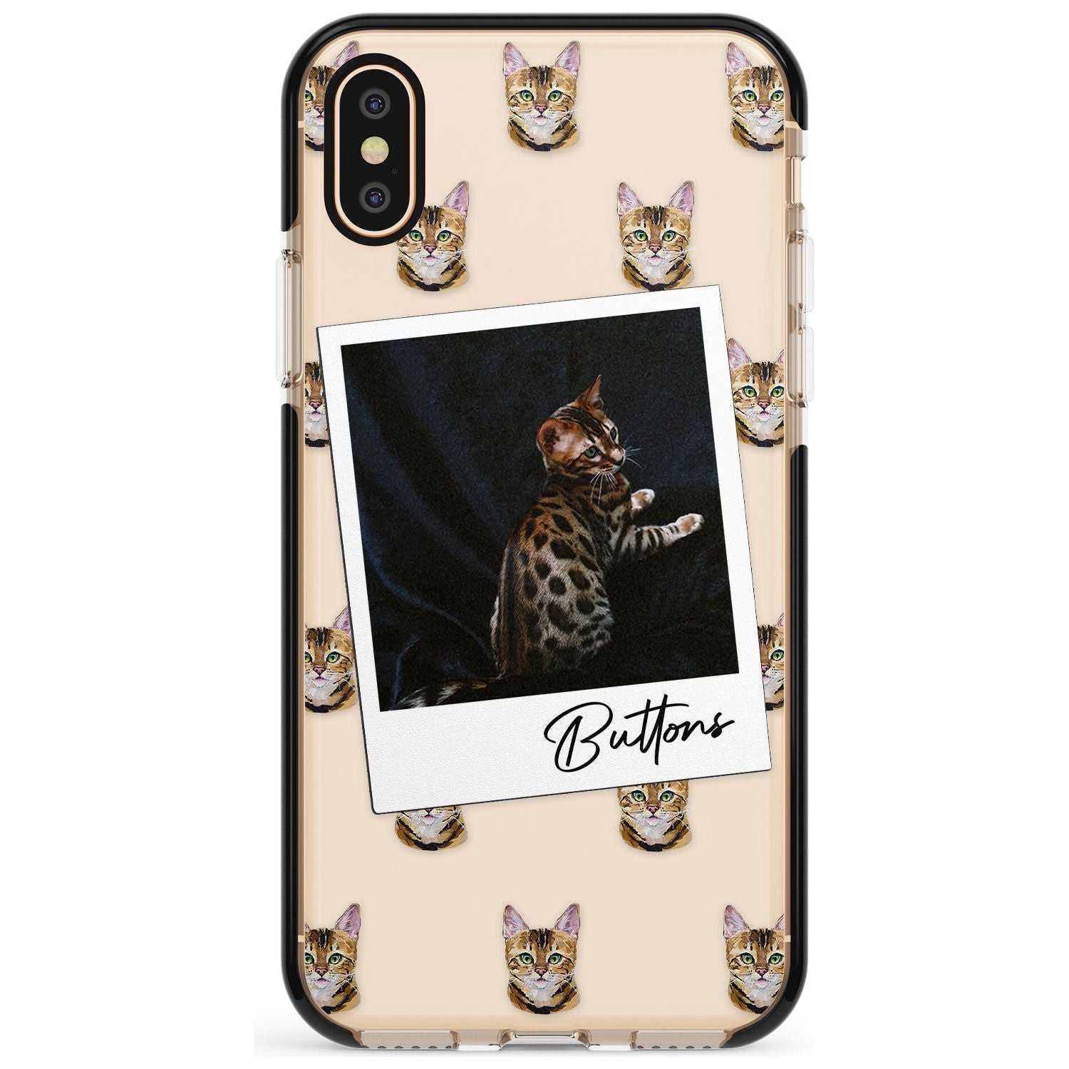 Personalised Bengal Cat Photo Black Impact Phone Case for iPhone X XS Max XR