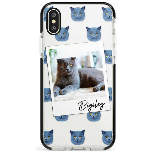 Personalised English Blue Cat Photo Black Impact Phone Case for iPhone X XS Max XR